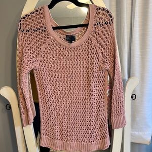 Light pink hole-knit sweater